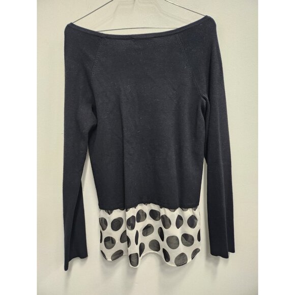 INC International Concepts Sweater Womens Medium Black Polka Dot Hem Pullover - Picture 6 of 8